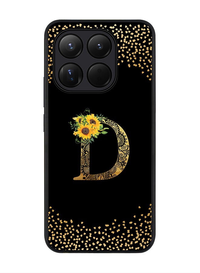 For Xiaomi 15T Case,Slim fit Camera Protection, Shockproof Thin Phone cover  - Custom Floral Monogram - D ( Black )